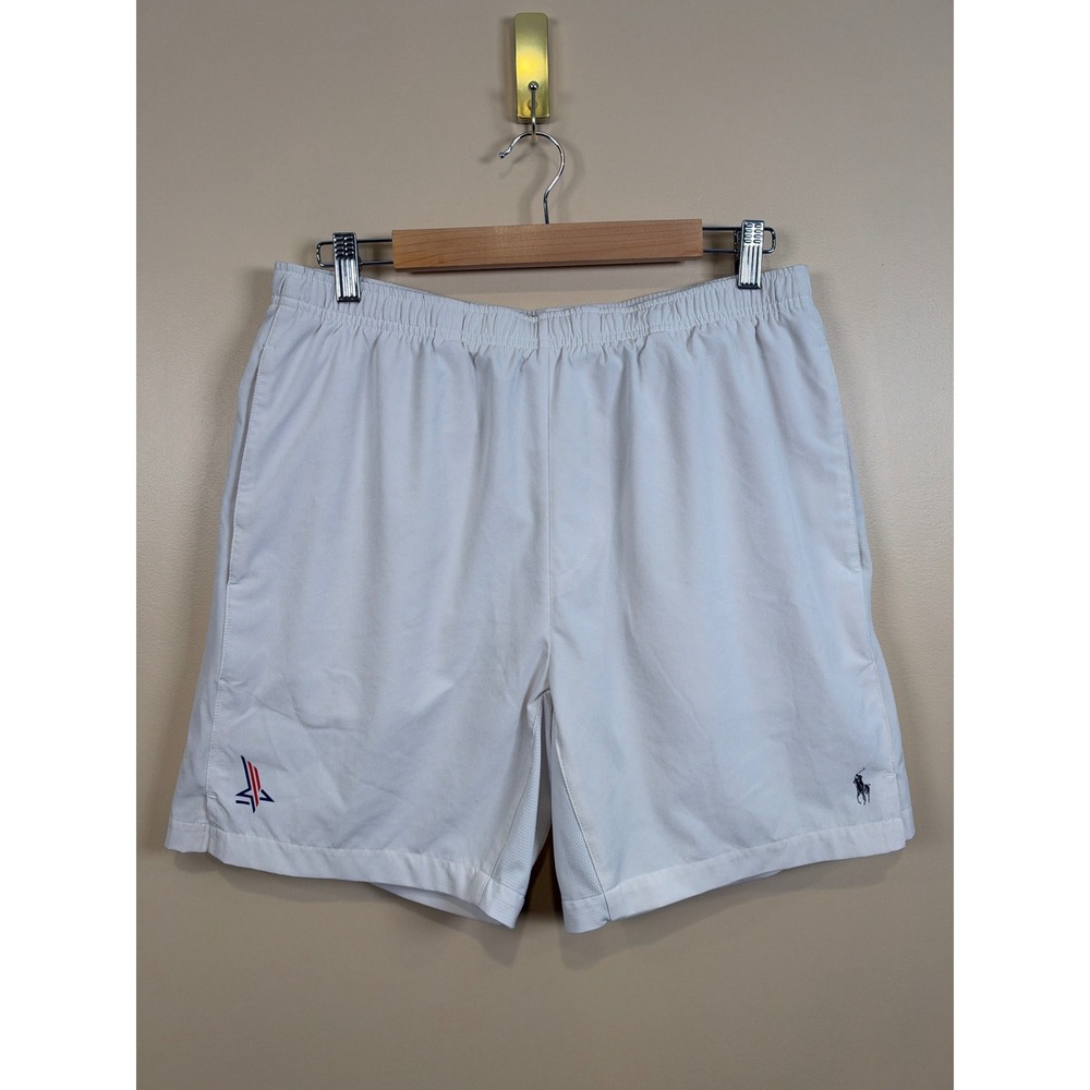 Polo Ralph Lauren Performance Tennis Shorts Mens L White Athletic Mesh Lined